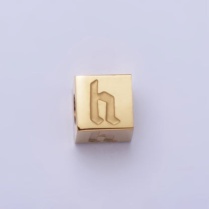 Stainless Steel Initial Letter A-Z Old English Gothic Alphabet Font 5mm Gold Bead | A-937-A-949