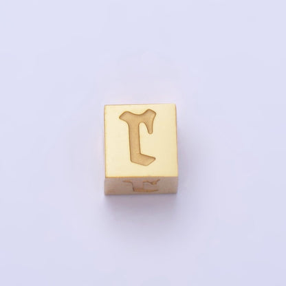 Stainless Steel Initial Letter A-Z Old English Gothic Alphabet Font 5mm Gold Bead | A-937-A-949