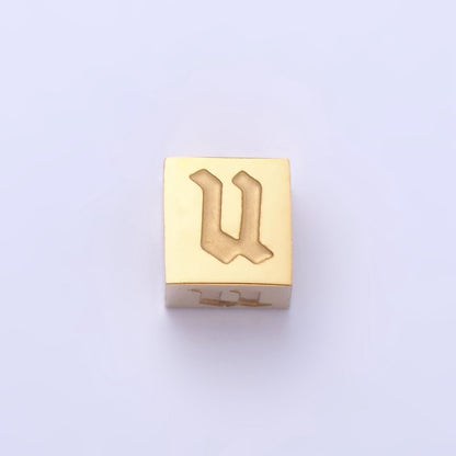 Stainless Steel Initial Letter A-Z Old English Gothic Alphabet Font 5mm Gold Bead | A-937-A-949