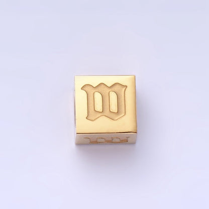 Stainless Steel Initial Letter A-Z Old English Gothic Alphabet Font 5mm Gold Bead | A-937-A-949