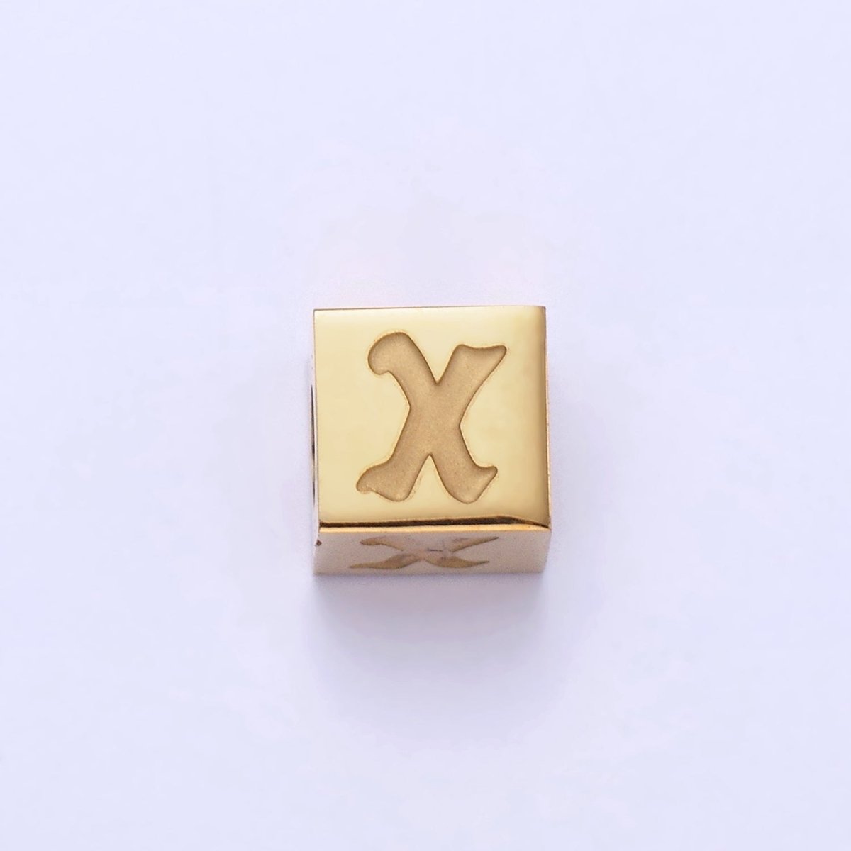 Stainless Steel Initial Letter A-Z Old English Gothic Alphabet Font 5mm Gold Bead | A-937-A-949