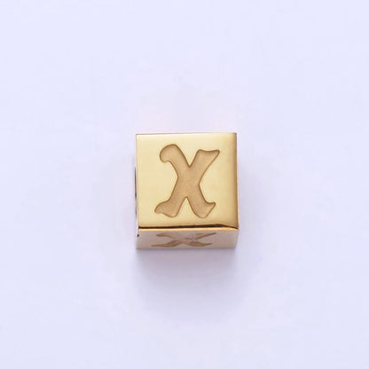Stainless Steel Initial Letter A-Z Old English Gothic Alphabet Font 5mm Gold Bead | A-937-A-949