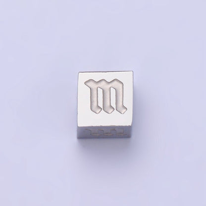 Stainless Steel Initial Letter A-Z Old English Gothic Alphabet Font 5mm Silver Bead | A-950-A-962