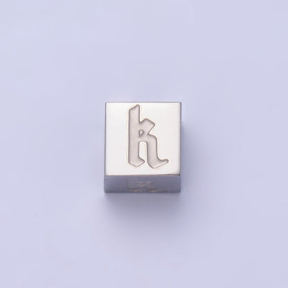 Stainless Steel Initial Letter A-Z Old English Gothic Alphabet Font 5mm Silver Bead | A-950-A-962