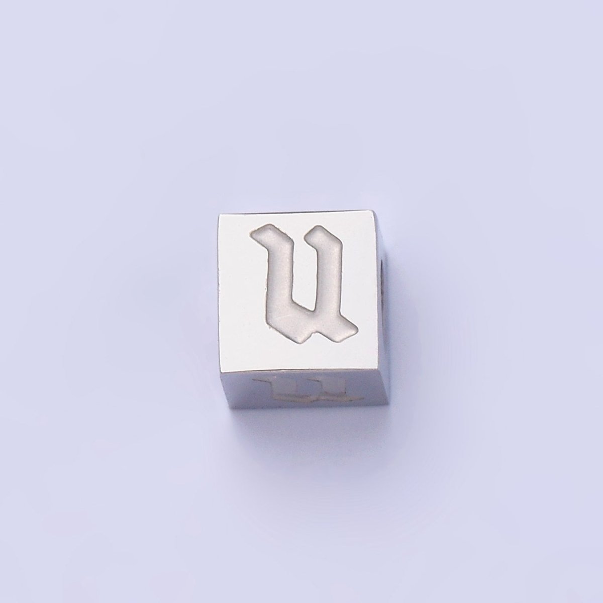 Stainless Steel Initial Letter A-Z Old English Gothic Alphabet Font 5mm Silver Bead | A-950-A-962