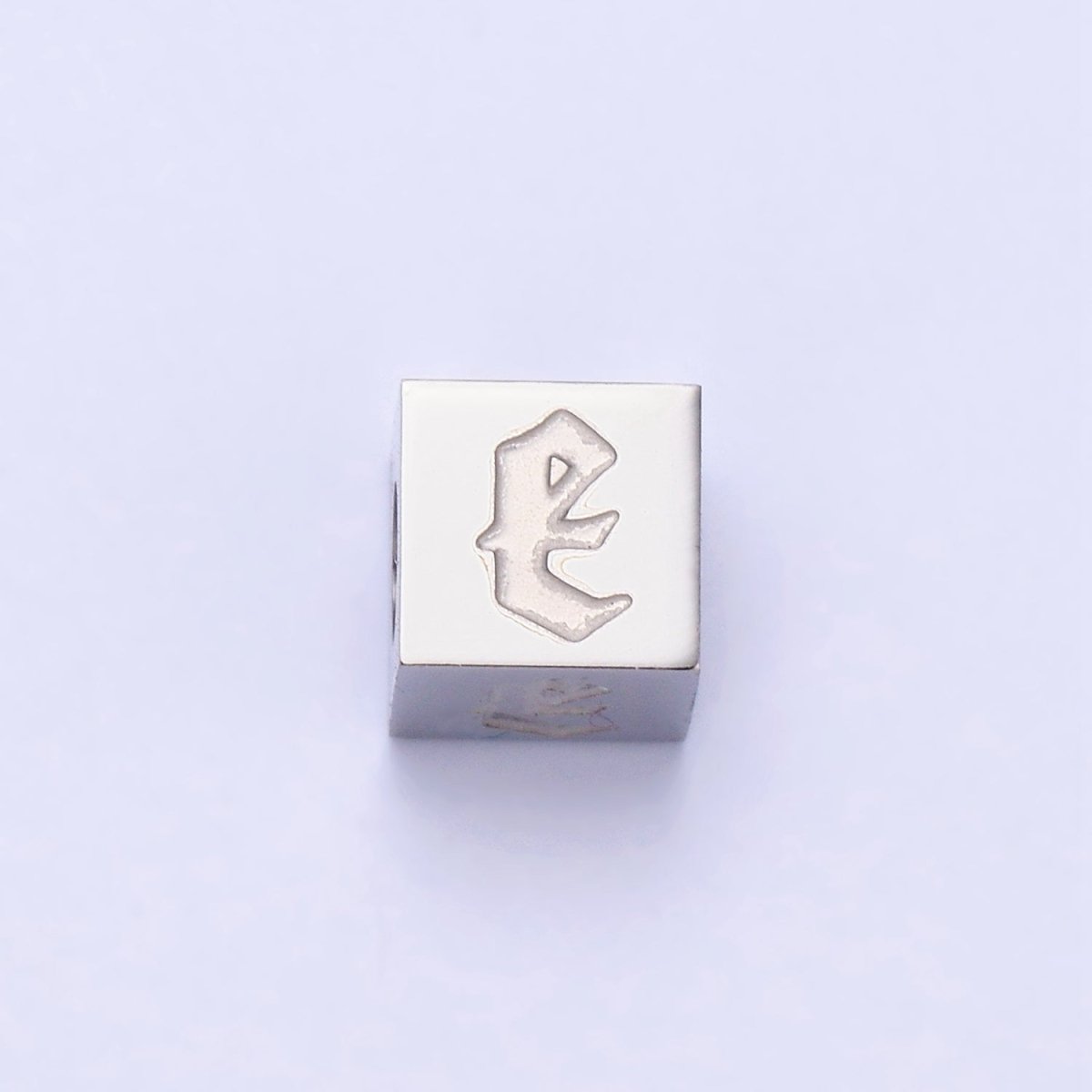 Stainless Steel Initial Letter A-Z Old English Gothic Alphabet Font 5mm Silver Bead | A-950-A-962
