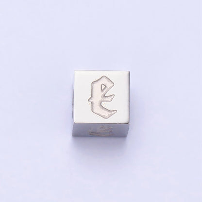 Stainless Steel Initial Letter A-Z Old English Gothic Alphabet Font 5mm Silver Bead | A-950-A-962