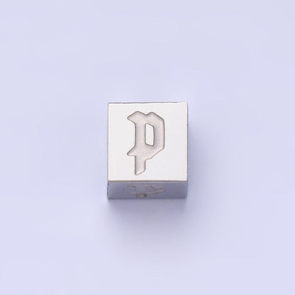 Stainless Steel Initial Letter A-Z Old English Gothic Alphabet Font 5mm Silver Bead | A-950-A-962