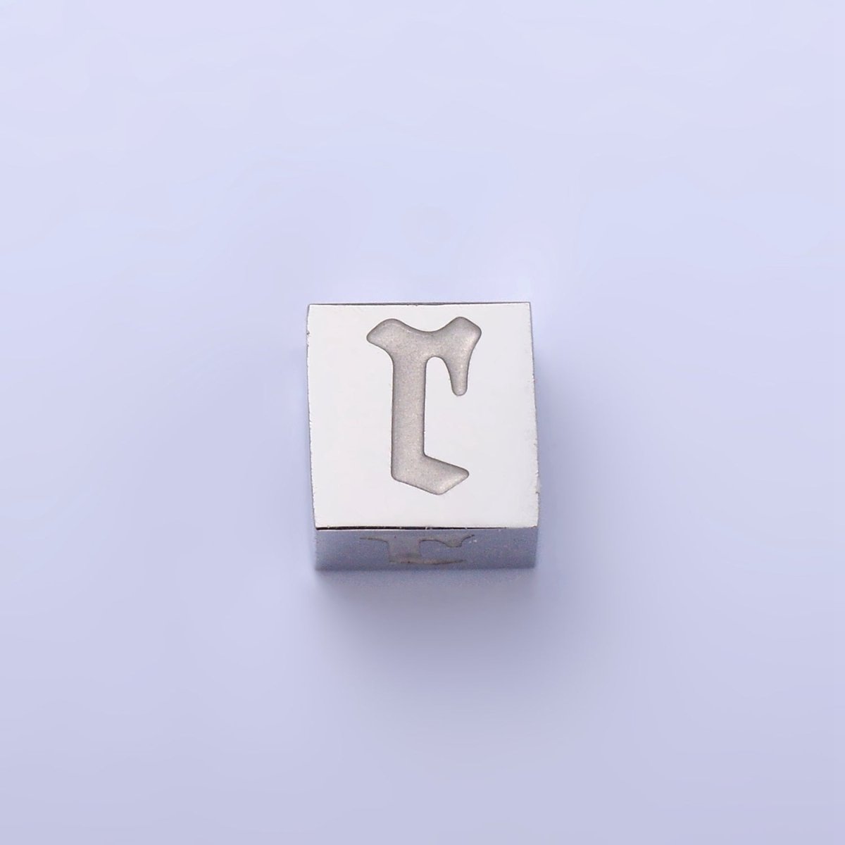 Stainless Steel Initial Letter A-Z Old English Gothic Alphabet Font 5mm Silver Bead | A-950-A-962