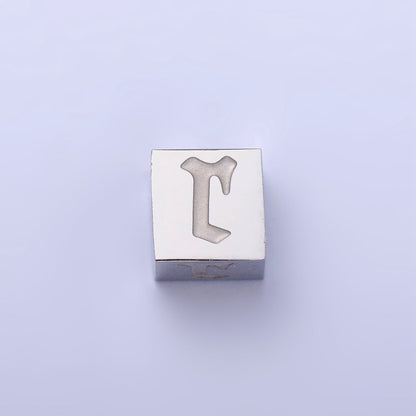 Stainless Steel Initial Letter A-Z Old English Gothic Alphabet Font 5mm Silver Bead | A-950-A-962