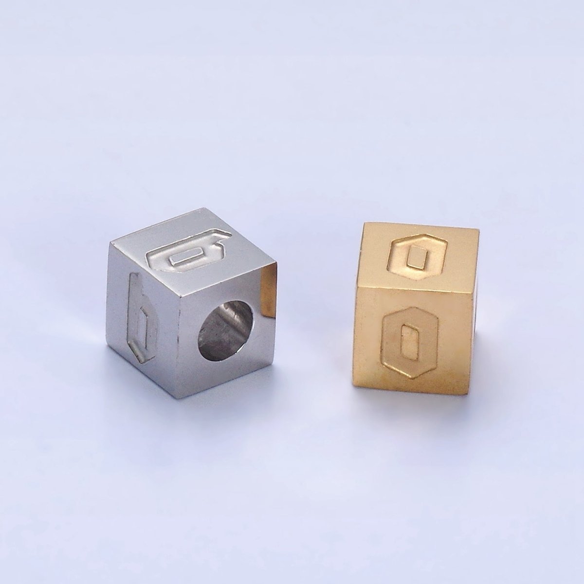 Stainless Steel Initial Letter A-Z Old English Gothic Alphabet Font 5mm Silver Bead | A-950-A-962