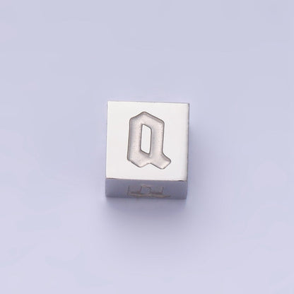 Stainless Steel Initial Letter A-Z Old English Gothic Alphabet Font 5mm Silver Bead | A-950-A-962
