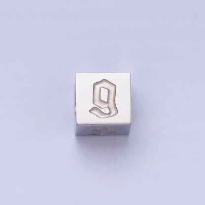 Stainless Steel Initial Letter A-Z Old English Gothic Alphabet Font 5mm Silver Bead | A-950-A-962