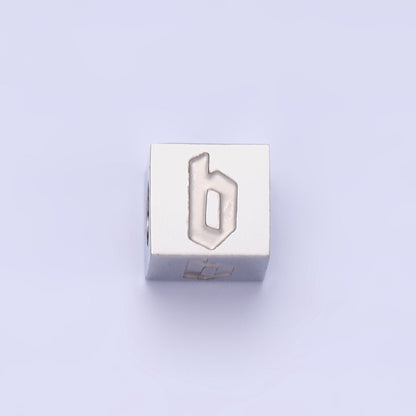 Stainless Steel Initial Letter A-Z Old English Gothic Alphabet Font 5mm Silver Bead | A-950-A-962
