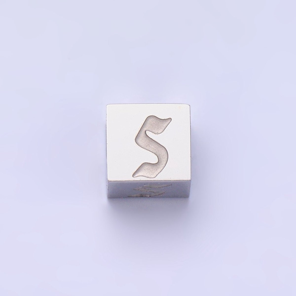 Stainless Steel Initial Letter A-Z Old English Gothic Alphabet Font 5mm Silver Bead | A-950-A-962