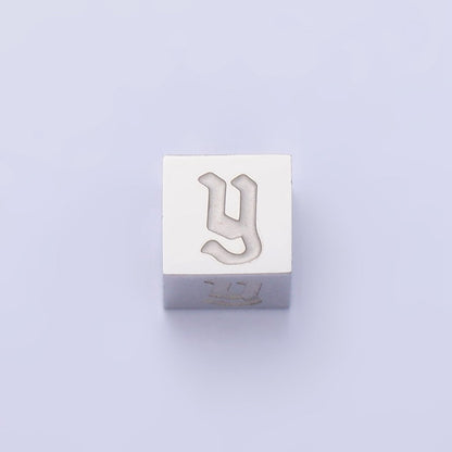 Stainless Steel Initial Letter A-Z Old English Gothic Alphabet Font 5mm Silver Bead | A-950-A-962