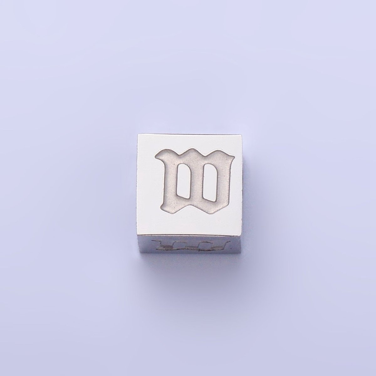 Stainless Steel Initial Letter A-Z Old English Gothic Alphabet Font 5mm Silver Bead | A-950-A-962