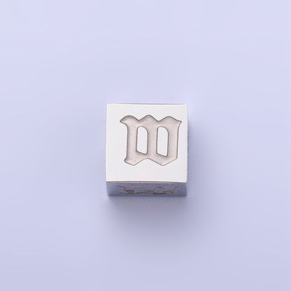 Stainless Steel Initial Letter A-Z Old English Gothic Alphabet Font 5mm Silver Bead | A-950-A-962