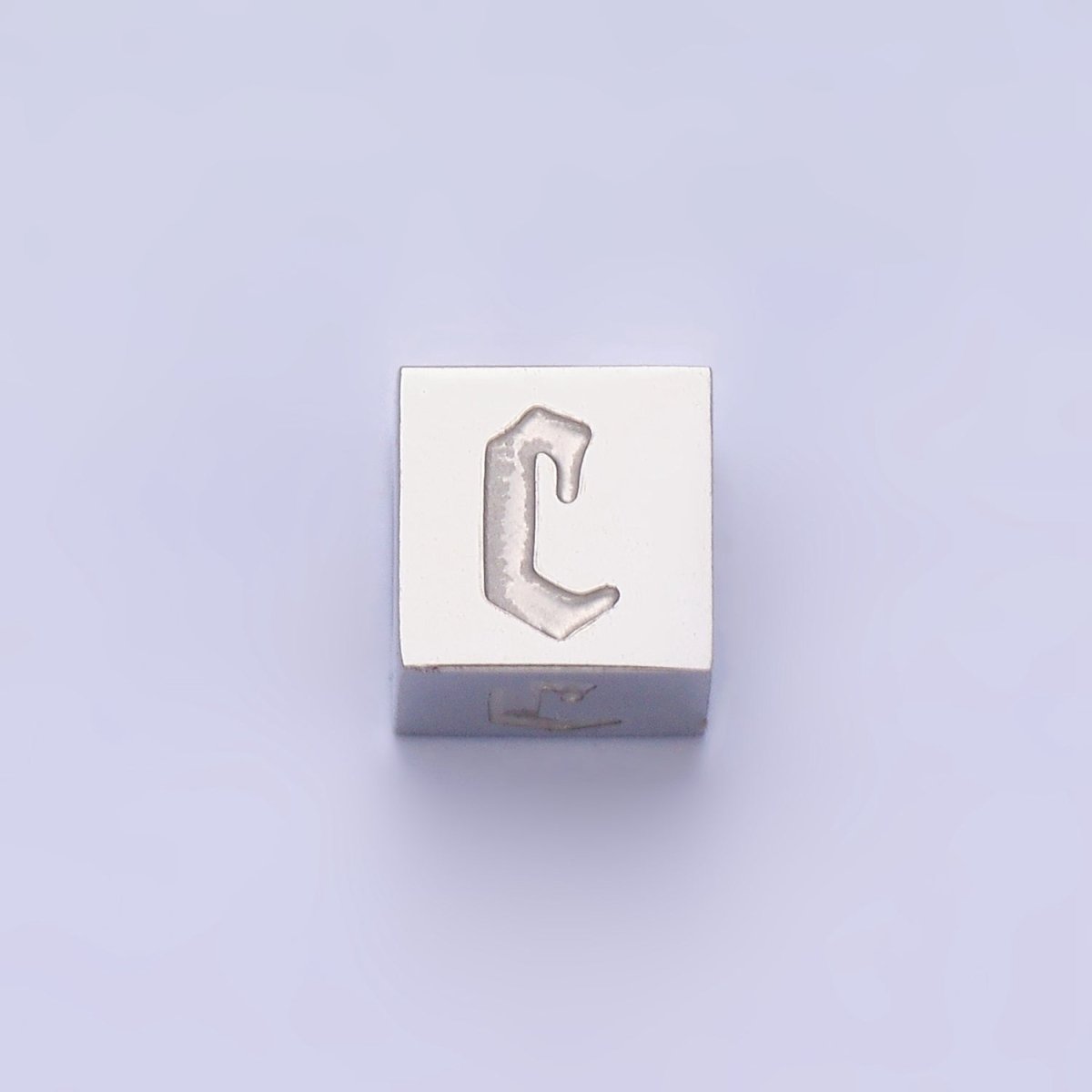 Stainless Steel Initial Letter A-Z Old English Gothic Alphabet Font 5mm Silver Bead | A-950-A-962