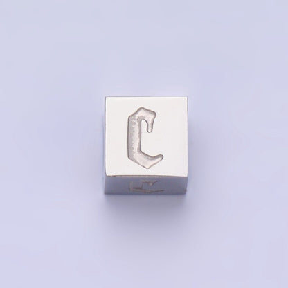 Stainless Steel Initial Letter A-Z Old English Gothic Alphabet Font 5mm Silver Bead | A-950-A-962