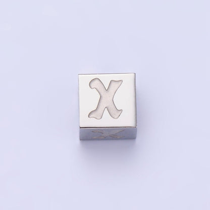Stainless Steel Initial Letter A-Z Old English Gothic Alphabet Font 5mm Silver Bead | A-950-A-962