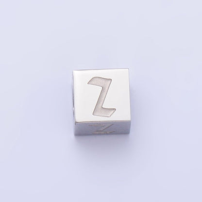 Stainless Steel Initial Letter A-Z Old English Gothic Alphabet Font 5mm Silver Bead | A-950-A-962