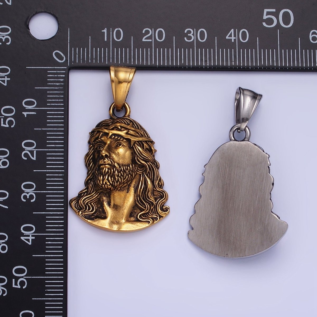 Stainless Steel Jesus Christ Religious Figure Pendant in Gold &amp; Silver | P1213