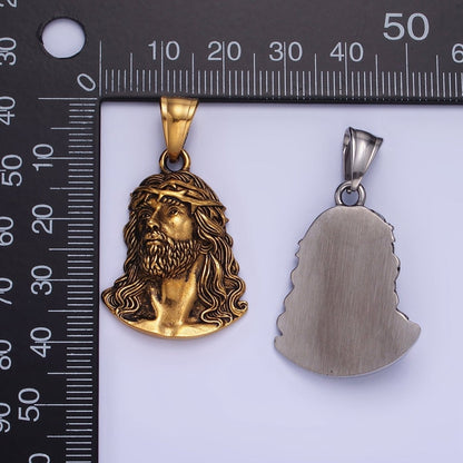 Stainless Steel Jesus Christ Religious Figure Pendant in Gold &amp; Silver | P1213