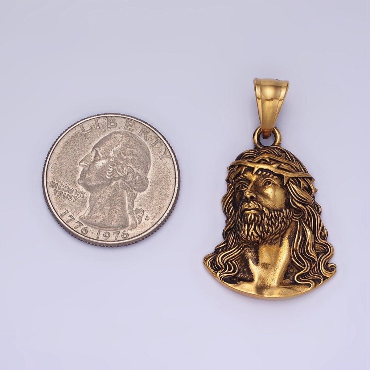 Stainless Steel Jesus Christ Religious Figure Pendant in Gold &amp; Silver | P1213