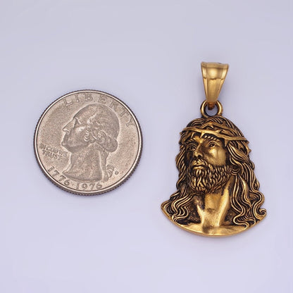 Stainless Steel Jesus Christ Religious Figure Pendant in Gold &amp; Silver | P1213