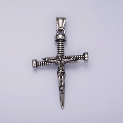 Stainless Steel Jesus Crucifix Nail Religious Cross Pendant | P1064