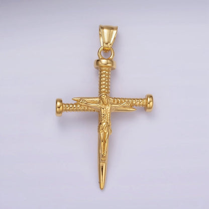Stainless Steel Jesus Crucifix Nail Religious Cross Pendant | P1074