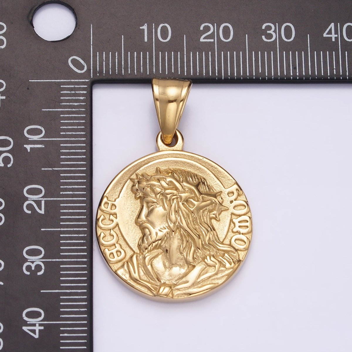 Stainless Steel Jesus Serenity Prayer Script Engraved Double Sided Round Pendant in Silver &amp; Gold | P-821 P-822