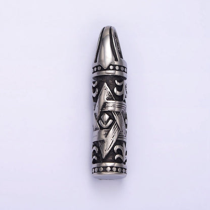 Stainless Steel Jewish Star of David Curved Line Engraved Cylinder Tube Pendant | P-766