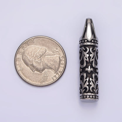 Stainless Steel Jewish Star of David Curved Line Engraved Cylinder Tube Pendant | P-766