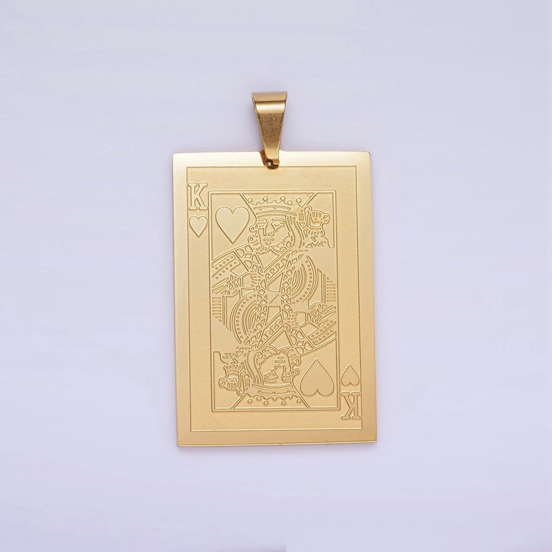 Stainless Steel King of Heart Pendant King of Skull Charm Poker Playing Card in Gold &amp; Silver | P1439