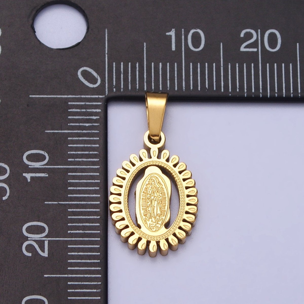 Stainless Steel Lady Guadalupe Virgin Mary Open Oval Pendant in Gold &amp; Silver J-626 J-639