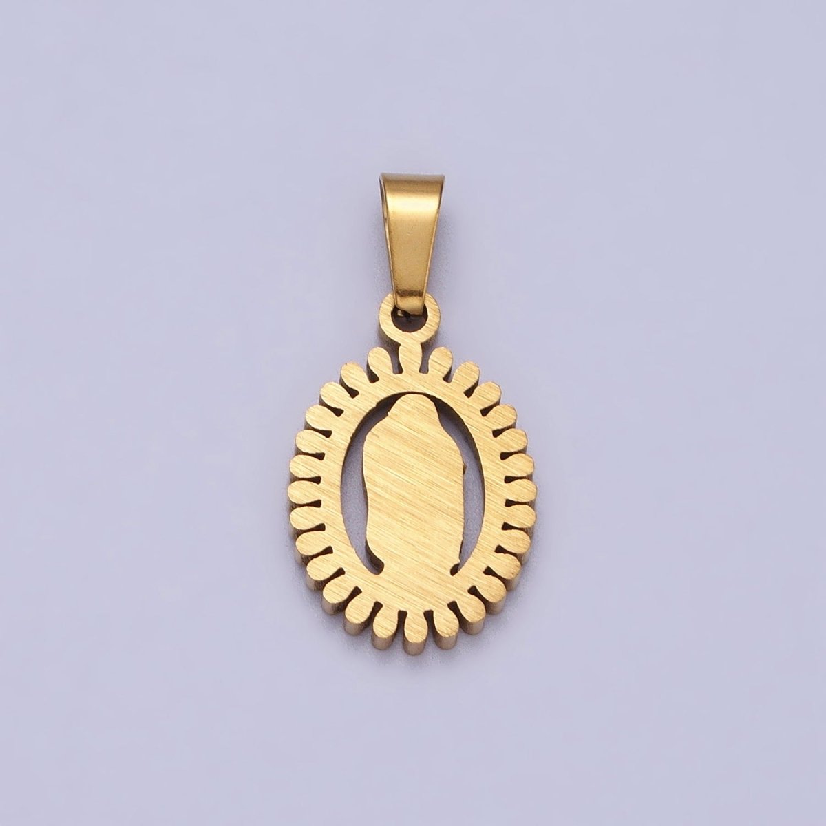 Stainless Steel Lady Guadalupe Virgin Mary Open Oval Pendant in Gold &amp; Silver J-626 J-639