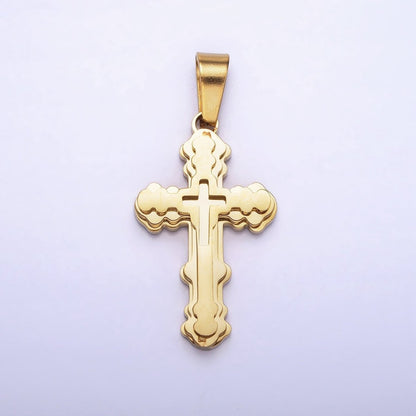 Stainless Steel Layered Religious Bubble Cross Pendant in Gold &amp; Silver | P-1080