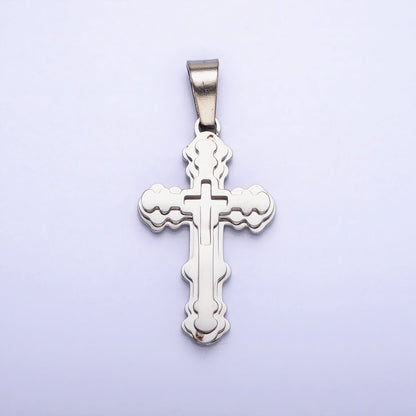 Stainless Steel Layered Religious Bubble Cross Pendant in Gold &amp; Silver | P-1080