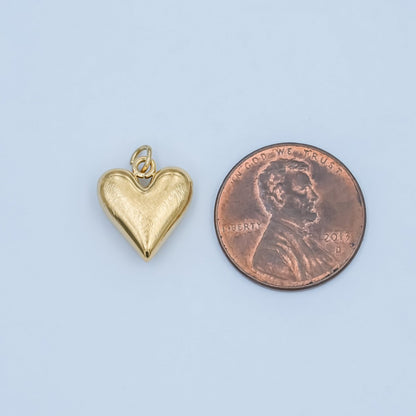 Stainless Steel Line-Textured Minimalist Chubby Heart Charm | P550