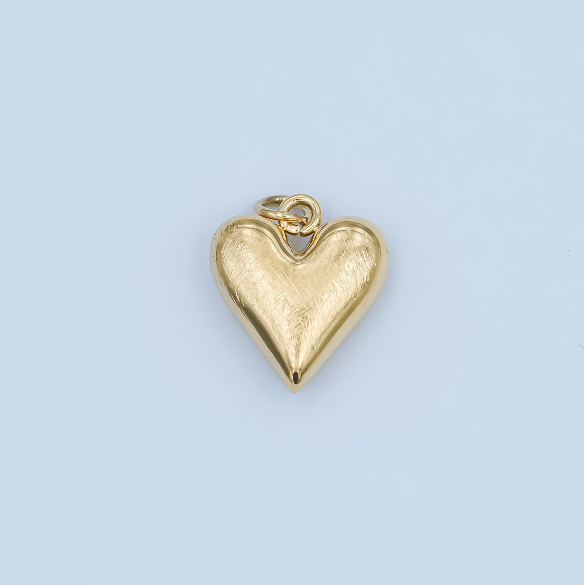Stainless Steel Line-Textured Minimalist Chubby Heart Charm | P550