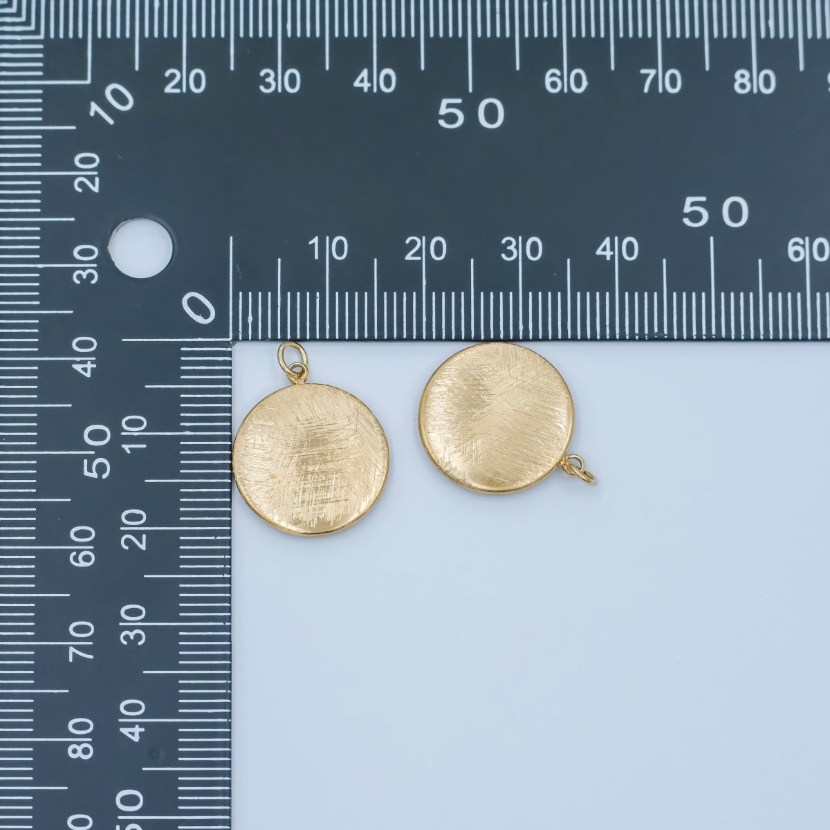 Stainless Steel Line-Textured Minimalist Round Charm | P782