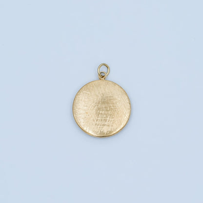 Stainless Steel Line-Textured Minimalist Round Charm | P782