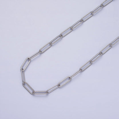Stainless Steel Line-Textured PaperClip Unfinished 4mm Chain in Gold &amp; SIlver | ROLL-1348 ROLL-1349 Clearance Pricing