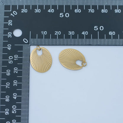 Stainless Steel Lined Sunburst Oval Charm | P589