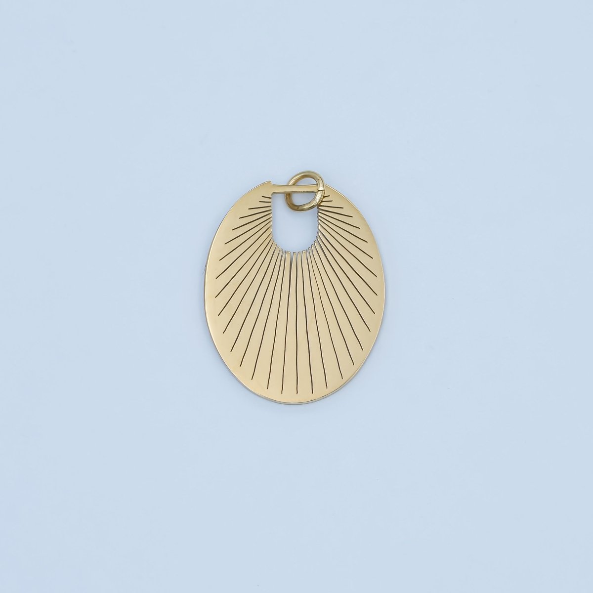Stainless Steel Lined Sunburst Oval Charm | P589