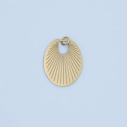 Stainless Steel Lined Sunburst Oval Charm | P589