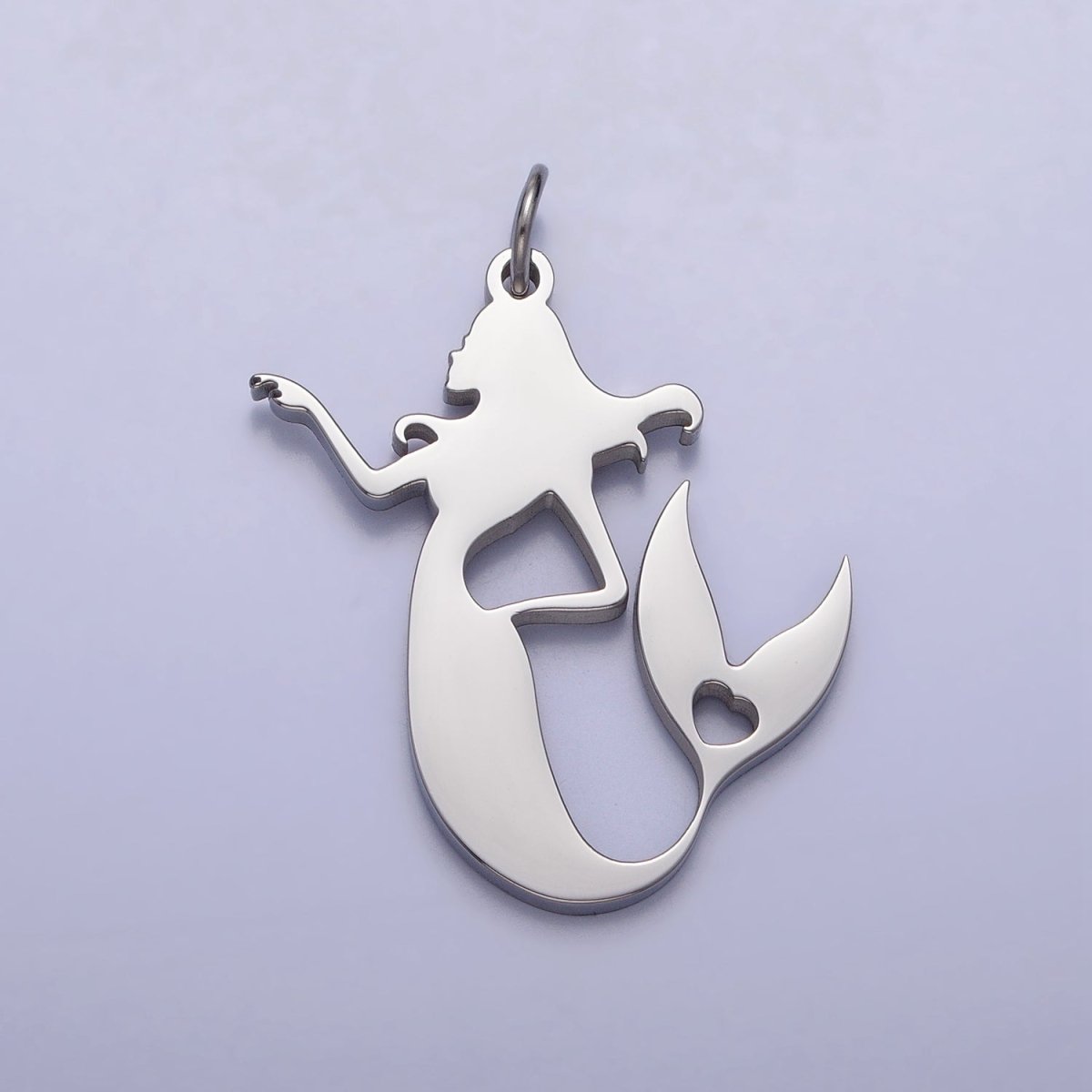 Stainless Steel Little Sea Mermaid Silhouette Charm in Gold &amp; Silver | P884