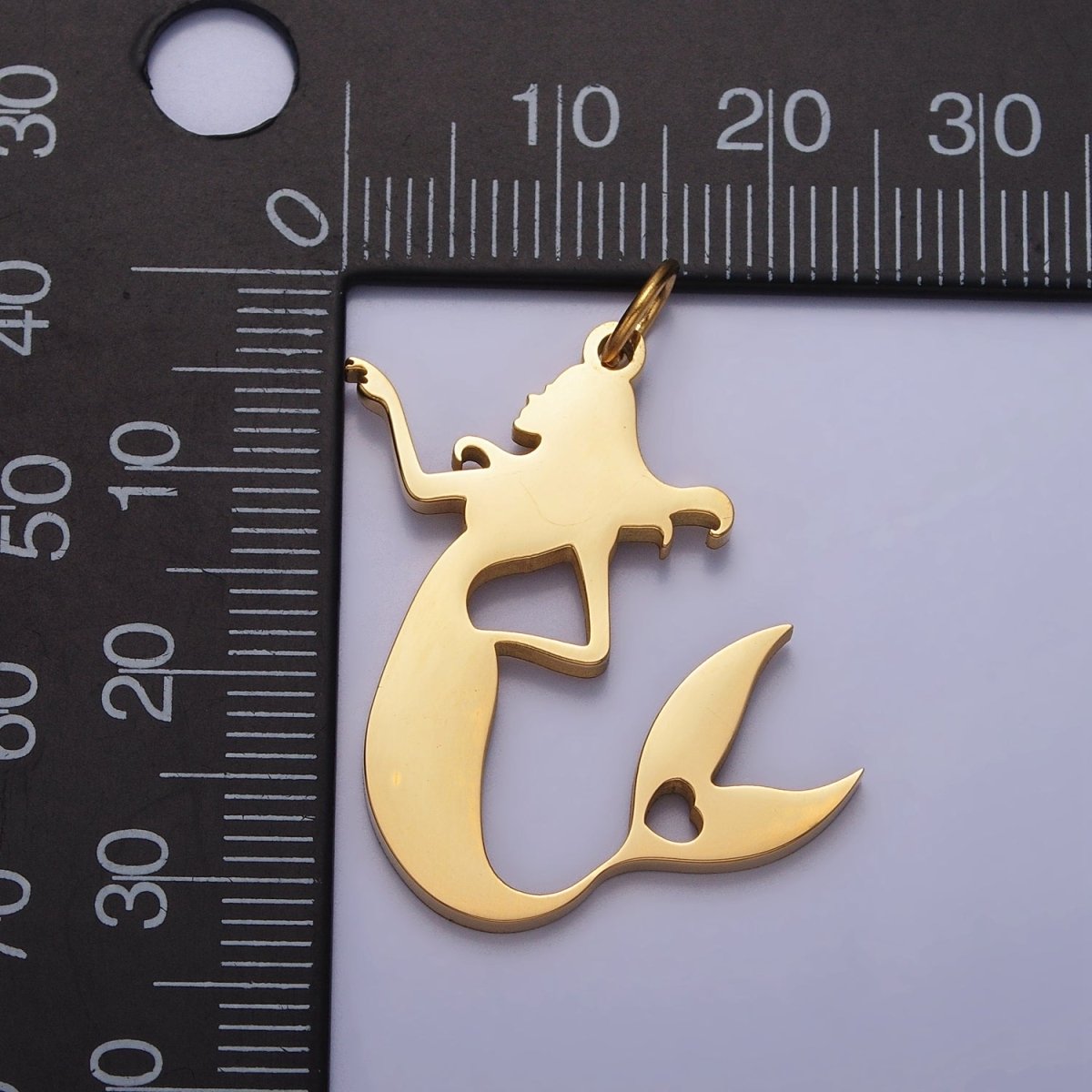 Stainless Steel Little Sea Mermaid Silhouette Charm in Gold &amp; Silver | P884